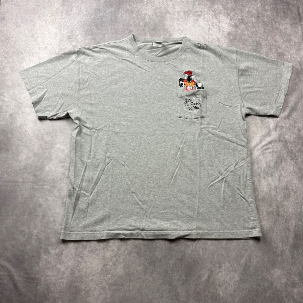 Vintage Warner Bros Studio Store Daffy Duck Mr Coach Pocket T-Shirt Gray XL